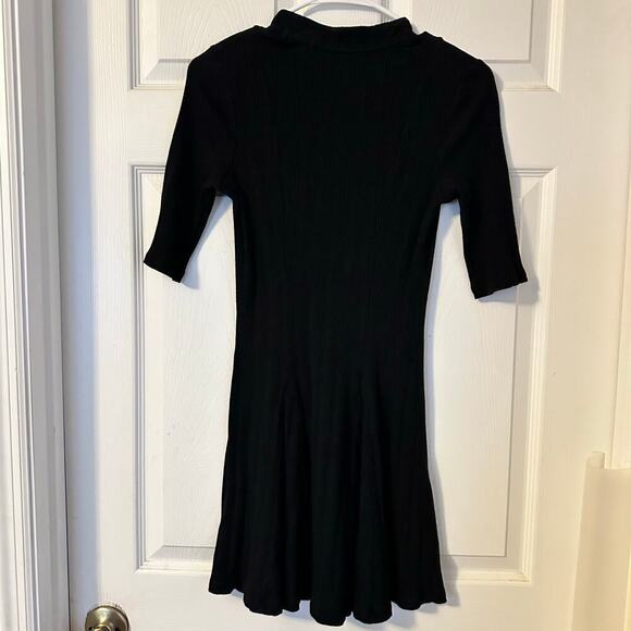 Free People Jolene Fit And Flare Ribbed Black Mini Dress Size Small - Picture 6 of 8